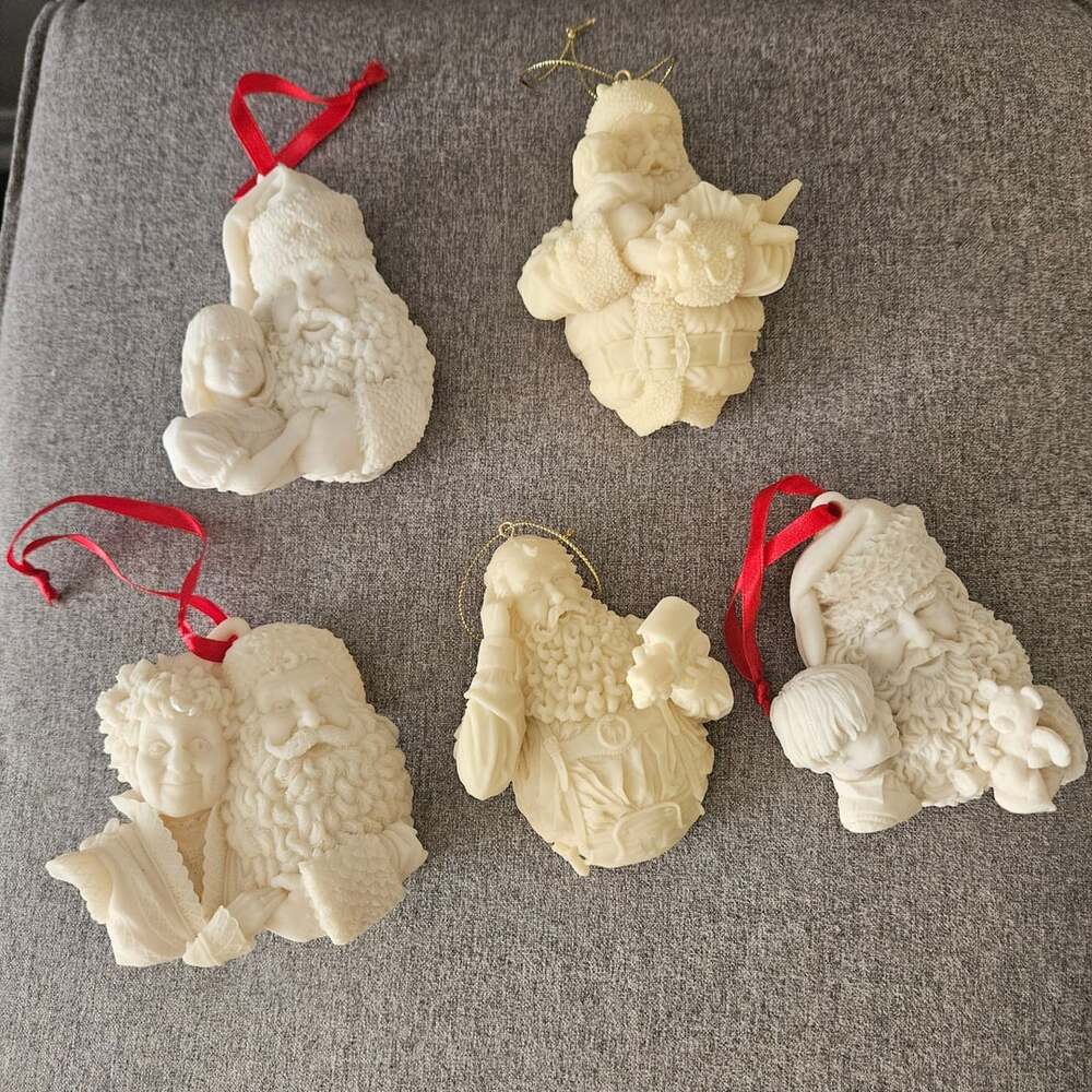 Mark Klaus Vintage 3D Cameo Diorama Christmas Ornaments Lot Of 5 United Design